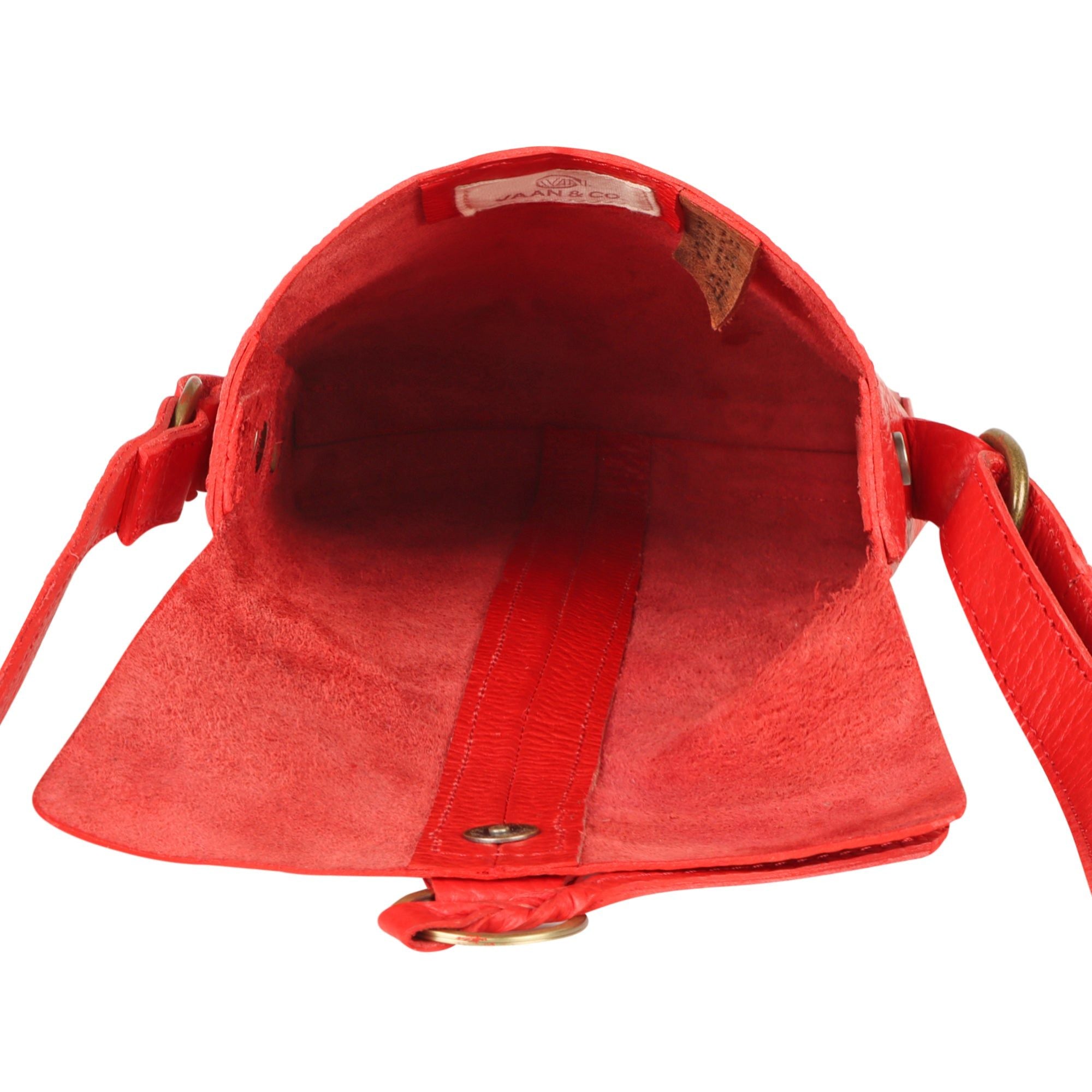 Jane Long Crossbody w/ top flap & tassel - Vibrant Red - BagNook
