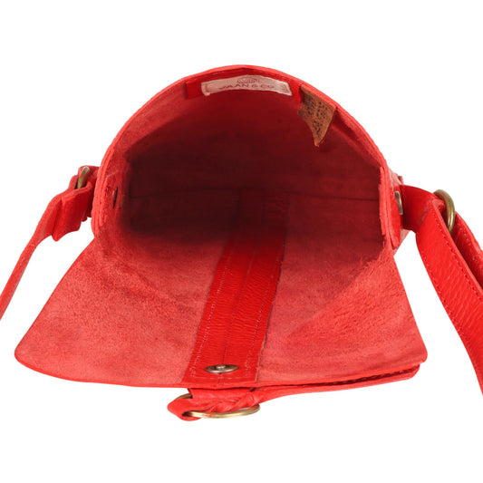 Jane Long Crossbody w/ top flap & tassel - Vibrant Red - BagNook