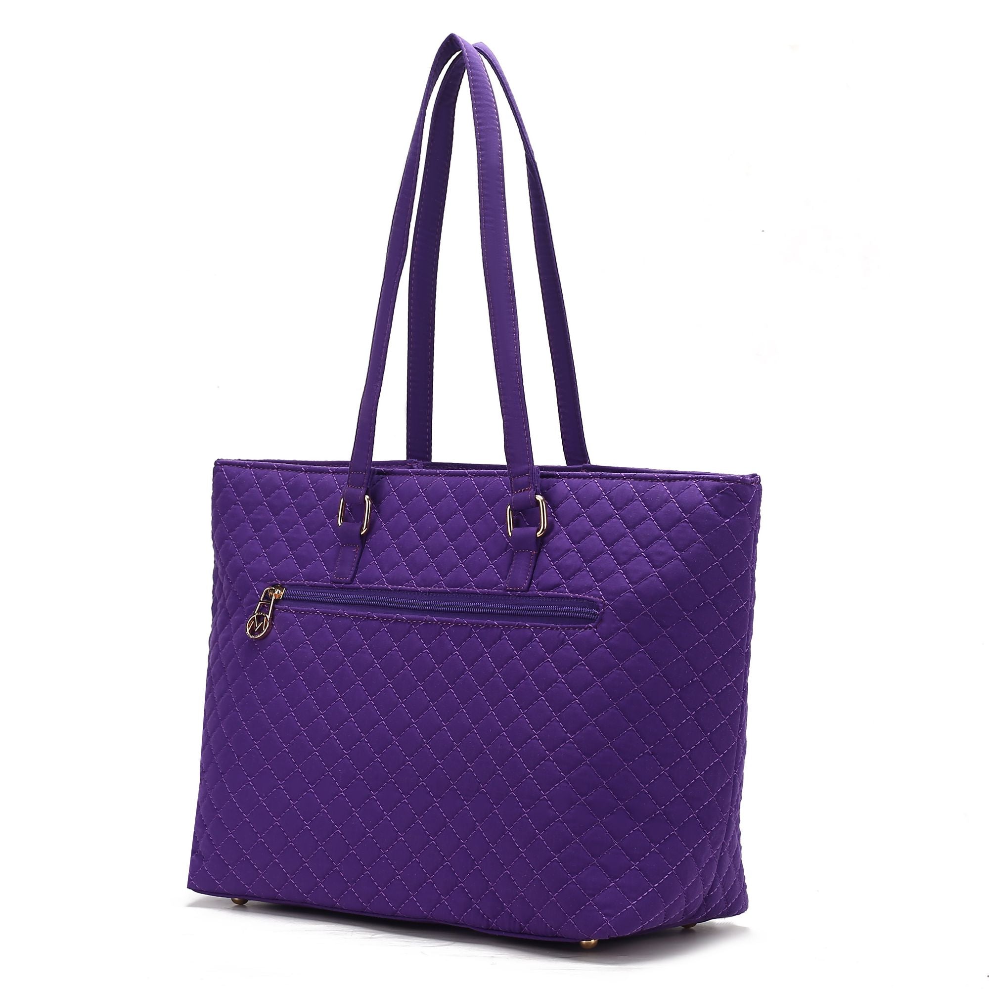 (purple) Quilted Cotton Women Tote - bagNook