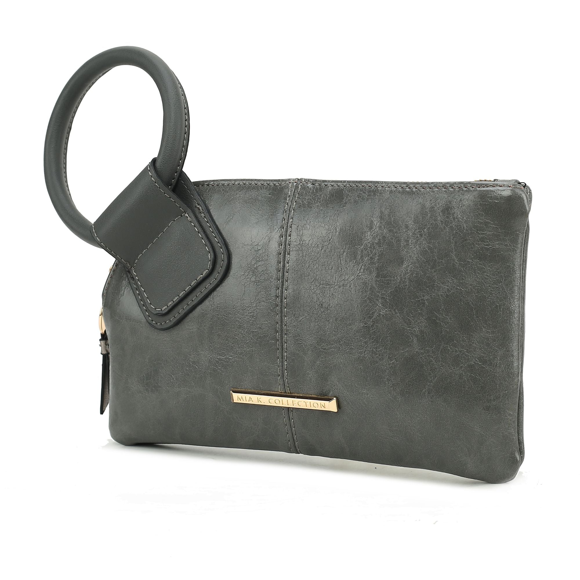 (charcoal)Simone Clutch/Wristlet Handbag Vegan Leather by Mia k - BagNook