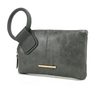 (charcoal)Simone Clutch/Wristlet Handbag Vegan Leather by Mia k - BagNook
