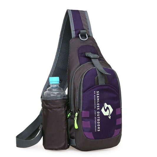 (purple)Seamless Colorful Sling Bag with Water Pouch - BagNook