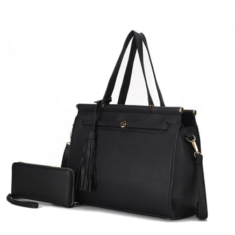 (black)Shelby Satchel Handbag with Wallet by Mia k - BagNook