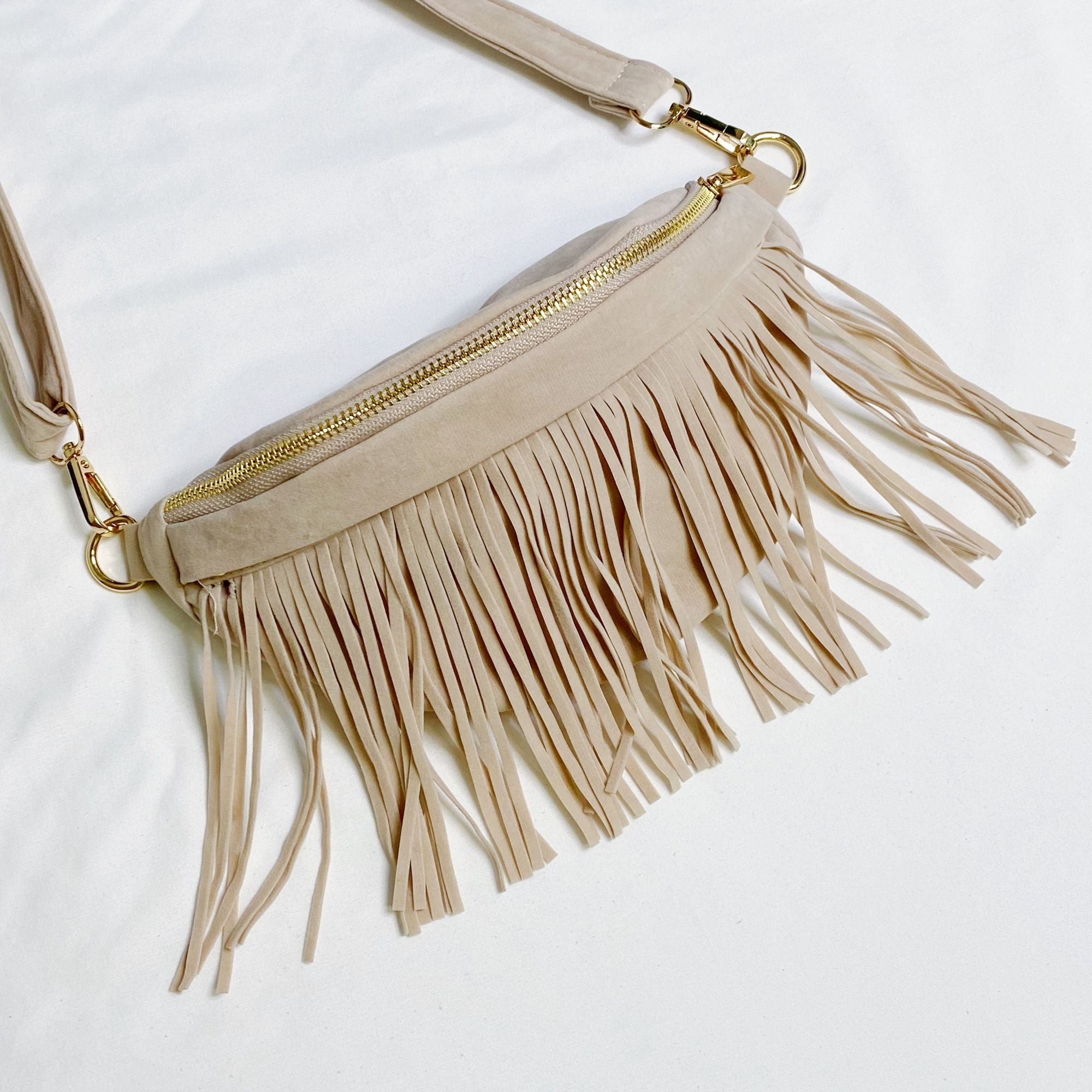 (alpaca)Fringed Or Not Sling Bag w/ Detachable Fringe - BagNook