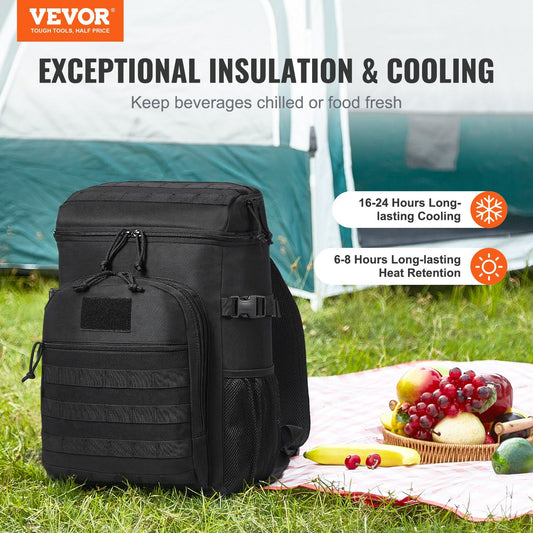 Cooler Bag, 25L Insulated w/MOLLE Design, Black - BagNook