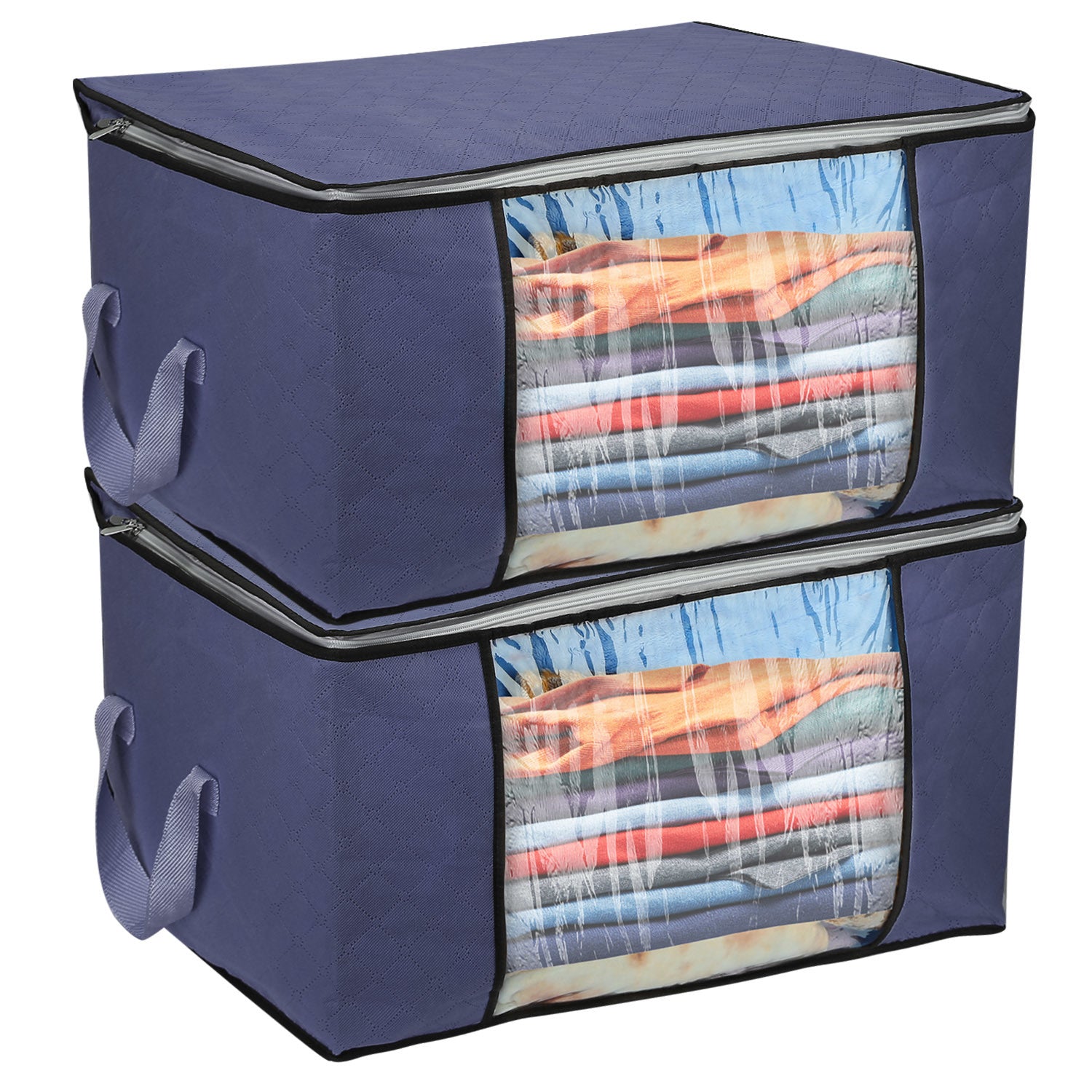 (navyblue)2pc Storage Bag Organizers w/Window - BagNook