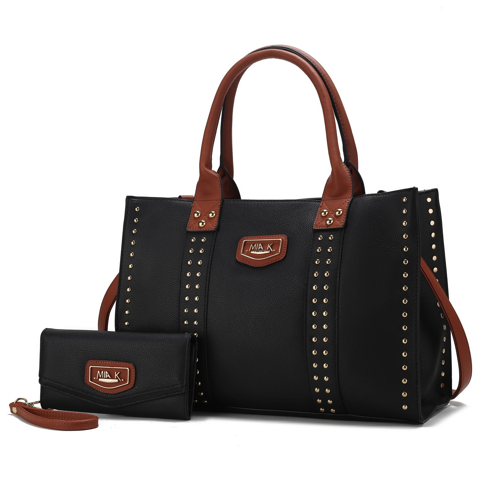 (black)Davina Tote Set w/wallet her Crossover Womens Purse by Mia K - BagNook