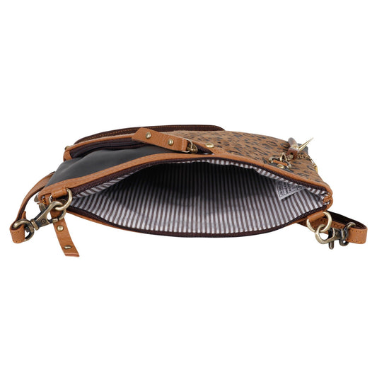 Grayson Wide Cheetah Leather Crossbody - BagNook