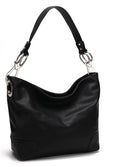 Load image into Gallery viewer, (black) Hobo Bag with Silver-Tone Hardware - bagNook.com
