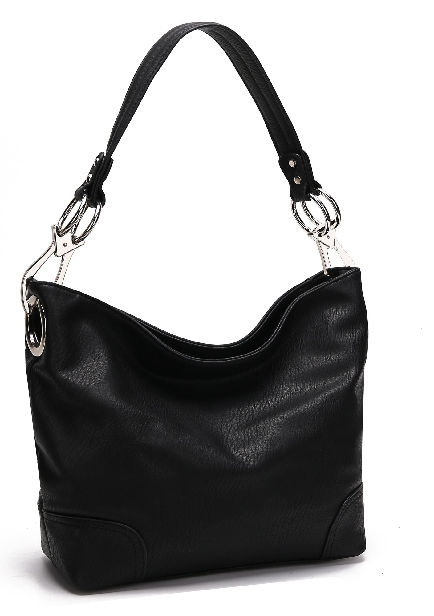 (black) Hobo Bag with Silver-Tone Hardware - bagNook.com