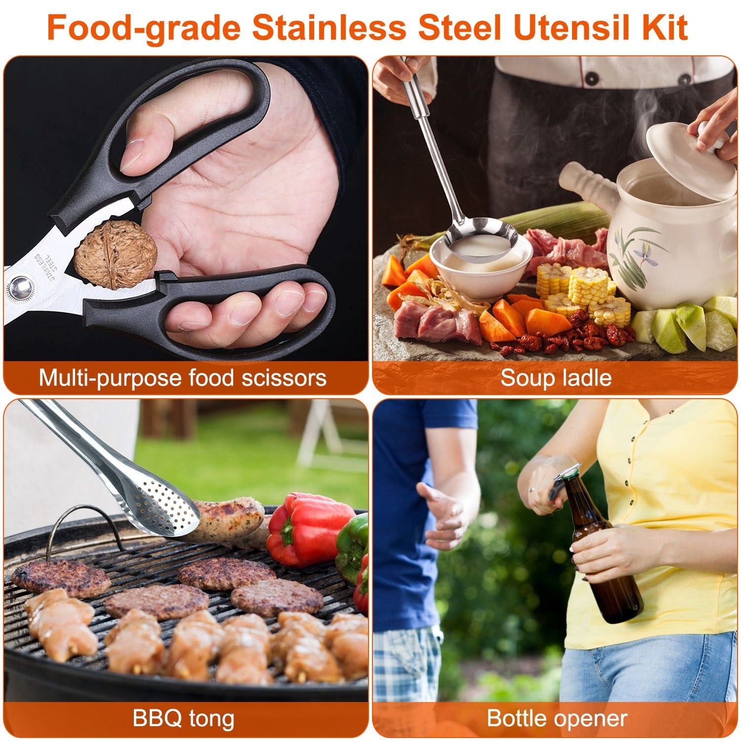 19Pcs Camping & Picnicking Cooking Utensil Kit with Storage Bag - BagNook