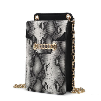 (black)Yael Snake embossed Vegan Leather Phone Crossbody Mia K - BagNook