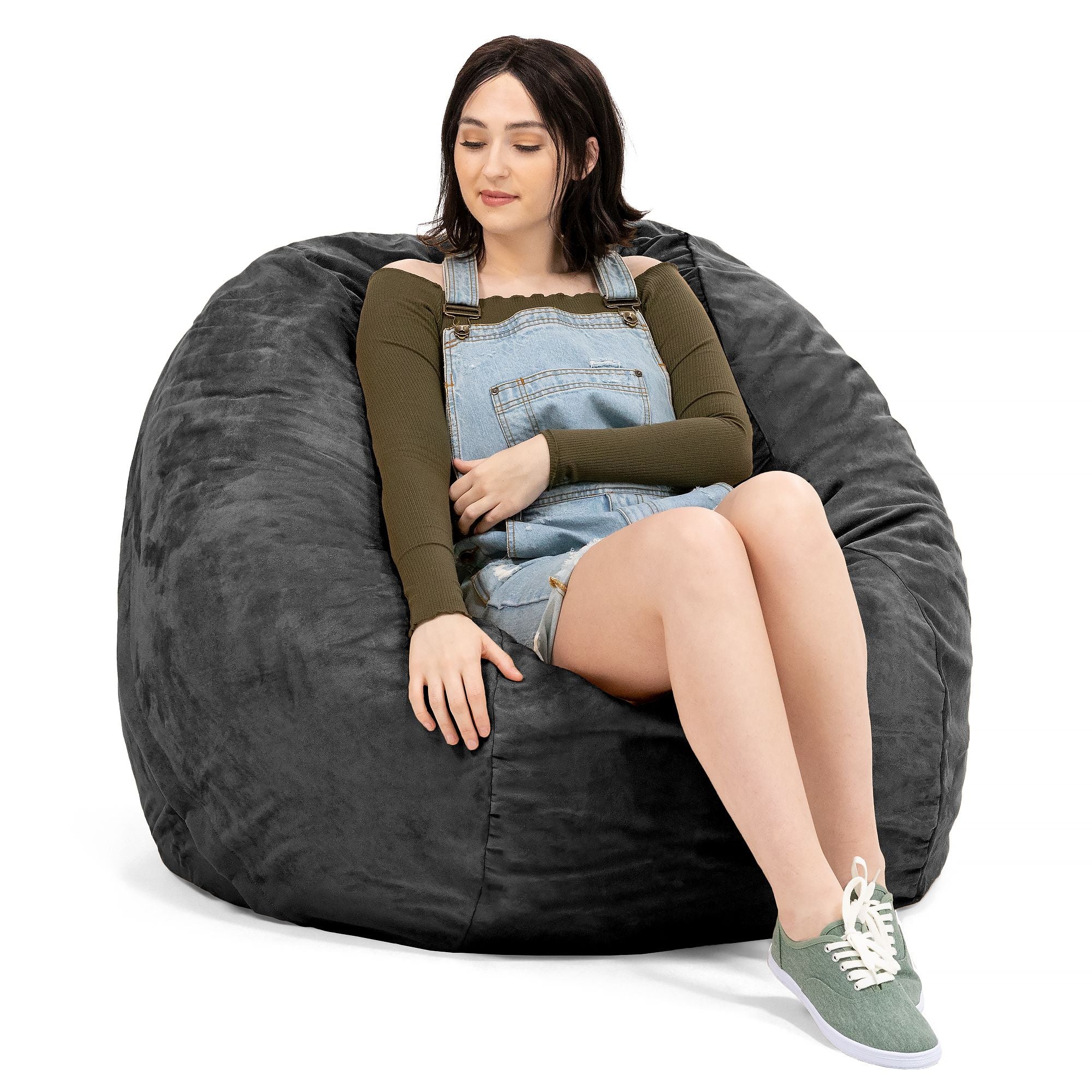 Jaxx Saxx 4 Foot Round Bean Bag, Black - BagNook
