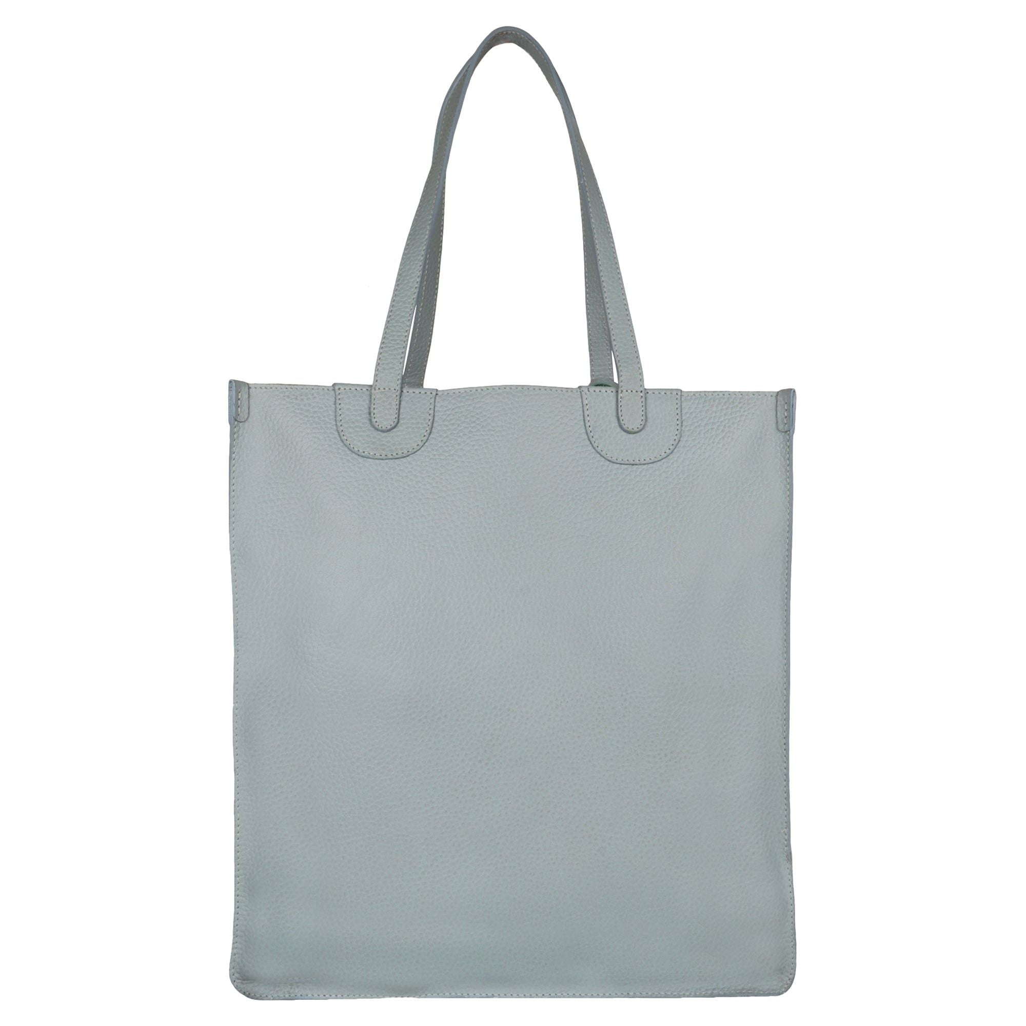 Maud Book Shop Tote - Upcycled Leather - Cool Grey - BagNook
