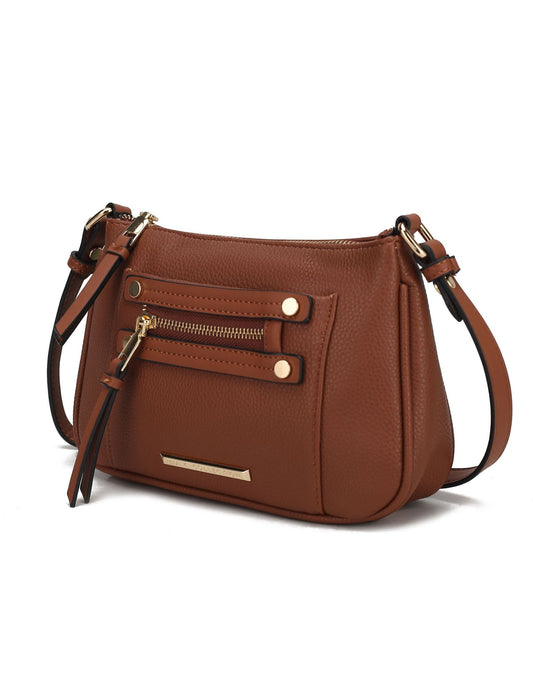 (cognac)Essie Crossbody Vegan Leather by Mia k - BagNook