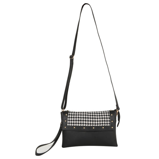 Millie Houndstooth Print Convertible Crossbody - BagNook