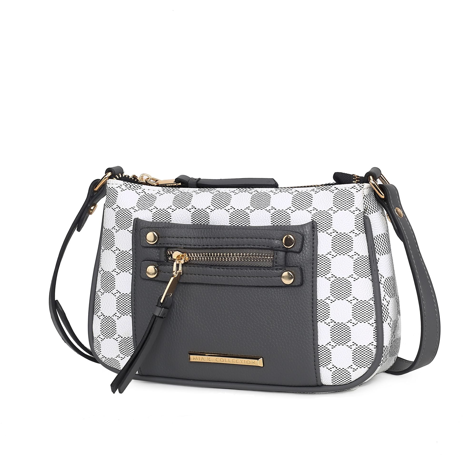 (charcoal)Essie Circular Print Crossbody Bag by Mia K - BagNook