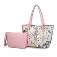Load image into Gallery viewer, (white blush) reversible shopping tote with crossbody pouch- bagNook
