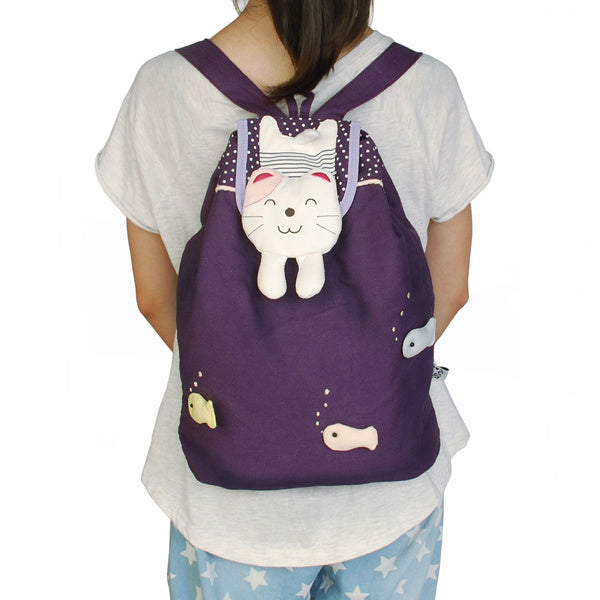 Swimming Fish Fabric Art School Daypack - BagNook