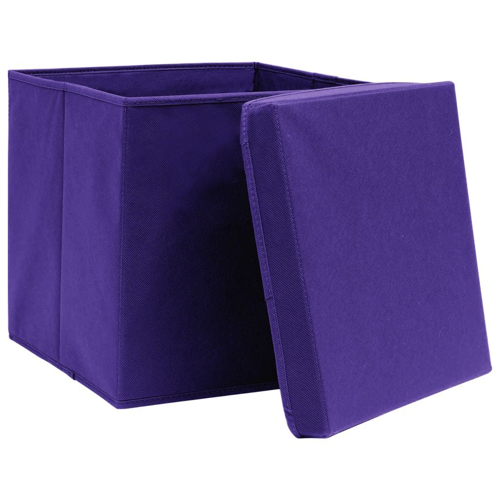 Storage Boxes w/Lids 4pc 12.6"x12.6"x12.6" Fabric - Purple - BagNook