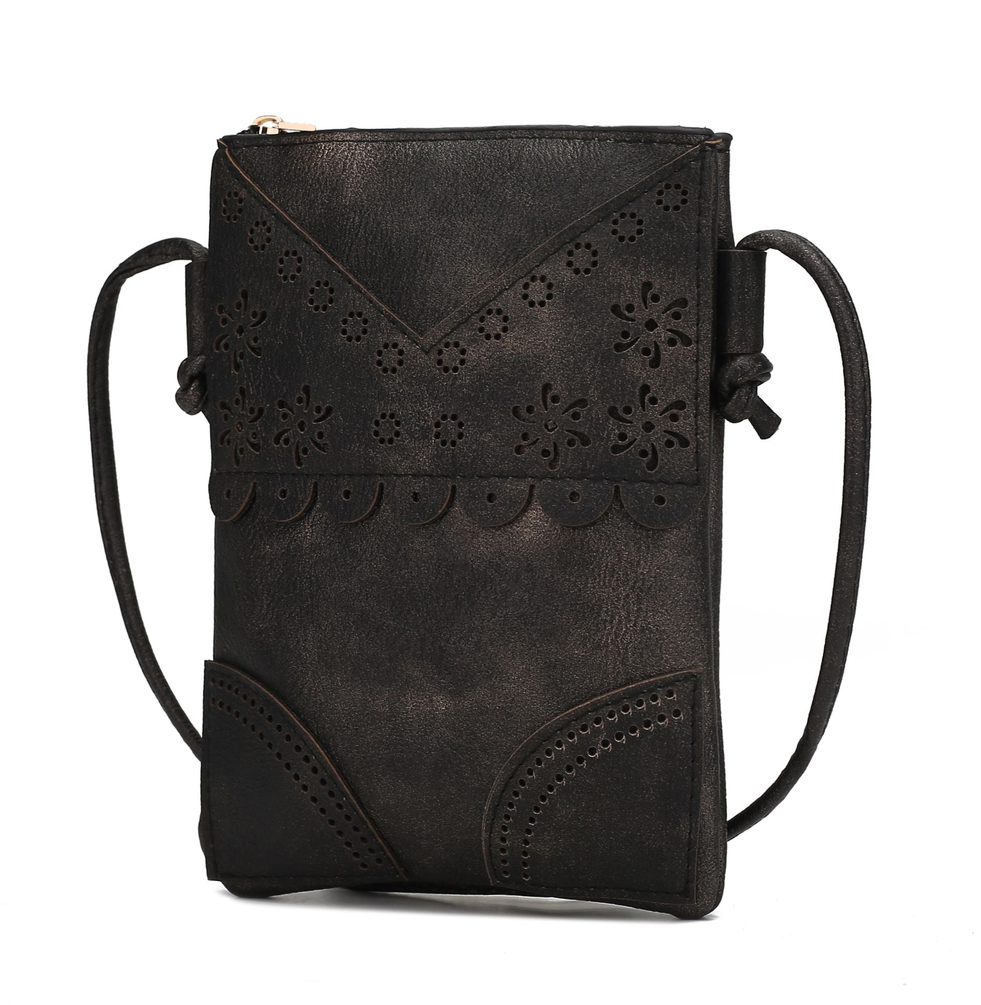 (black)Amentia Crossbody Vegan Leather Bag by Mia K - BagNook