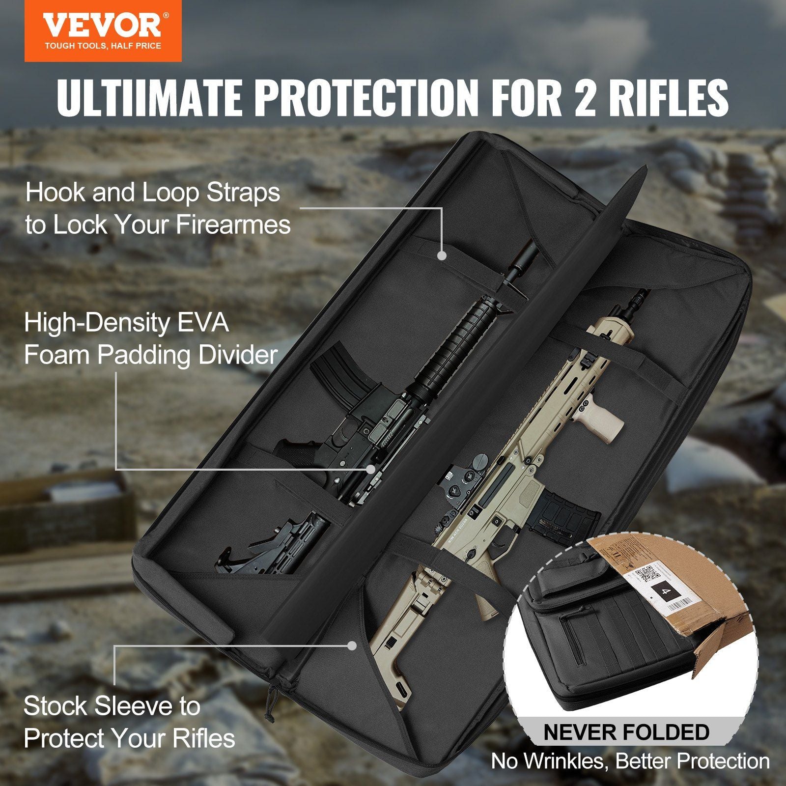 VEVOR Tactical Range Bag, 42in w/Lockable Zipper - Black - BagNook