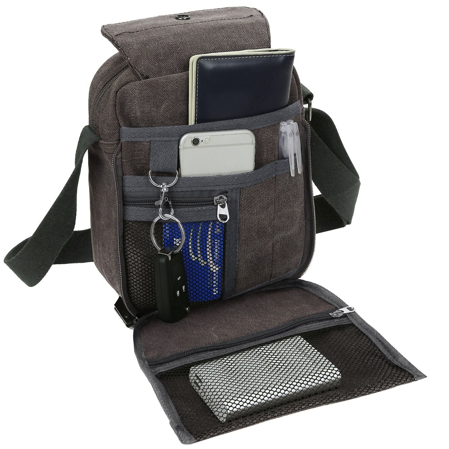 (grey)Unisex Canvas Lightweight Crossbody Bag - BagNook