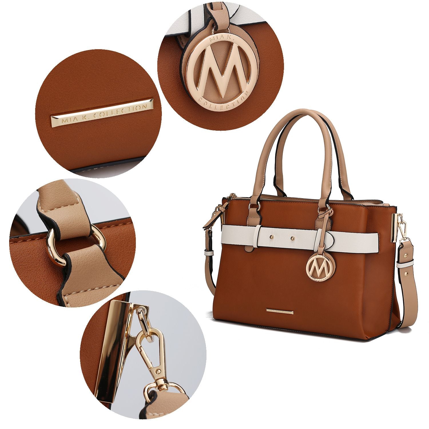 (brown)Jamie Satchel Handbag by Mia K - BagNook
