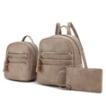 Load image into Gallery viewer, (stone)Roxane 3pc Backpack & Mini Backpack w/Wristlet by Mia k - BagNook
