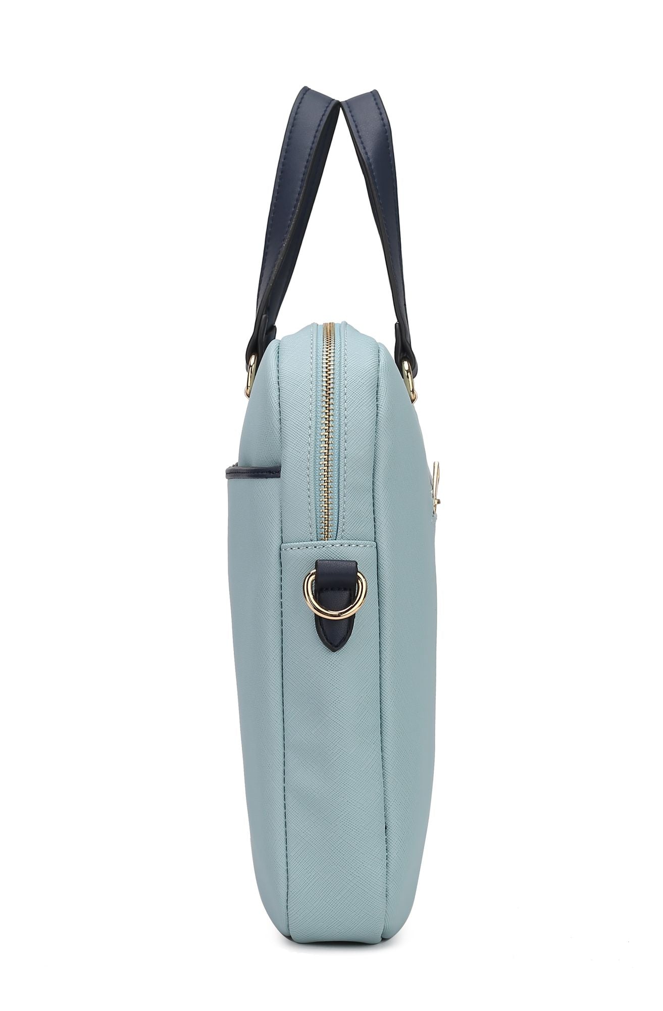 (ocean blue)Rose Vegan Leather Laptop Briefcase by Mia K - BagNook