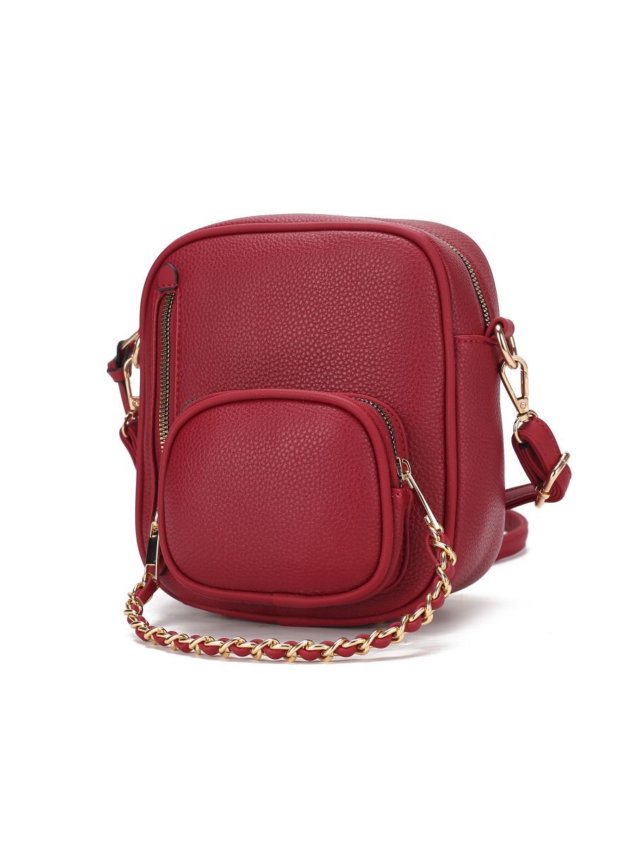 (red)Winona Vegan Leather Crossbody by Mia k - BagNook