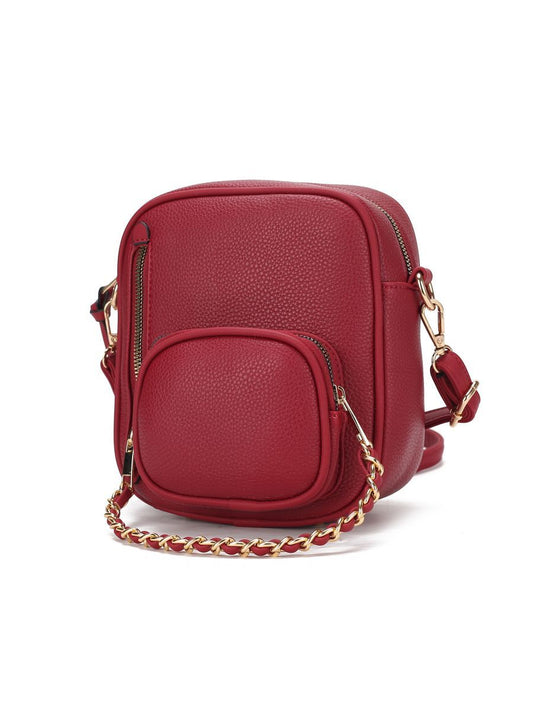(red)Winona Vegan Leather Crossbody by Mia k - BagNook