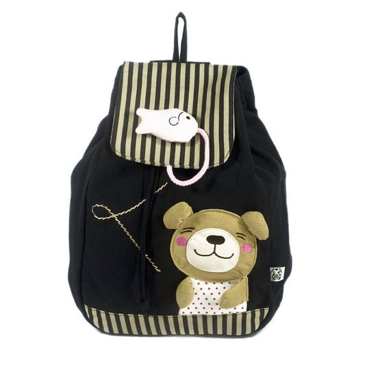 Bear & Fish 100% Cotton Fabric Art School Backpack - BagNook