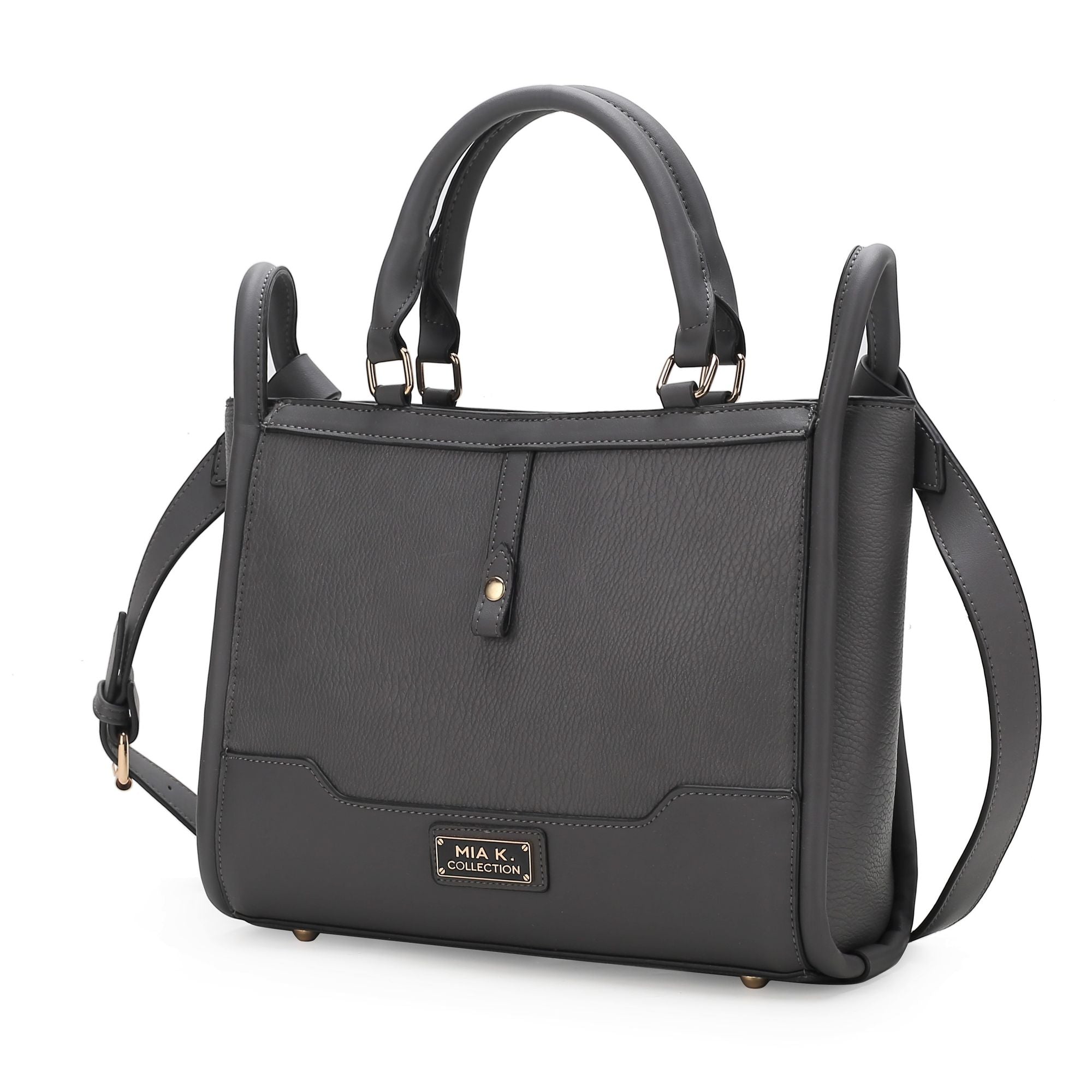 (charcoal)Melody V-Leather Tote by Mia K - BagNook