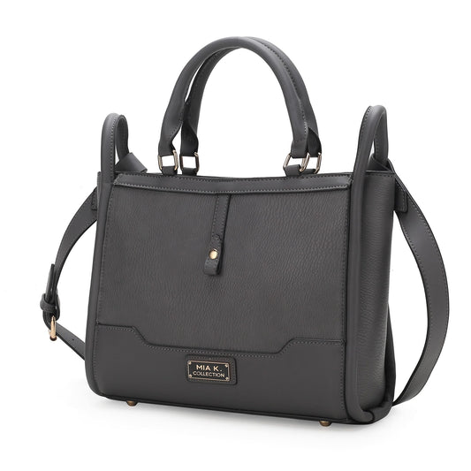 (charcoal)Melody V-Leather Tote by Mia K - BagNook