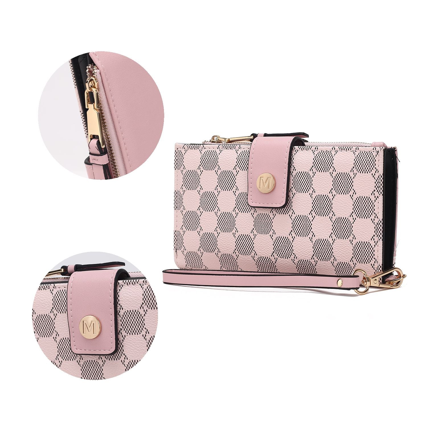 (pink)Solene Circular Print Wristlet Wallet by Mia K - BagNook