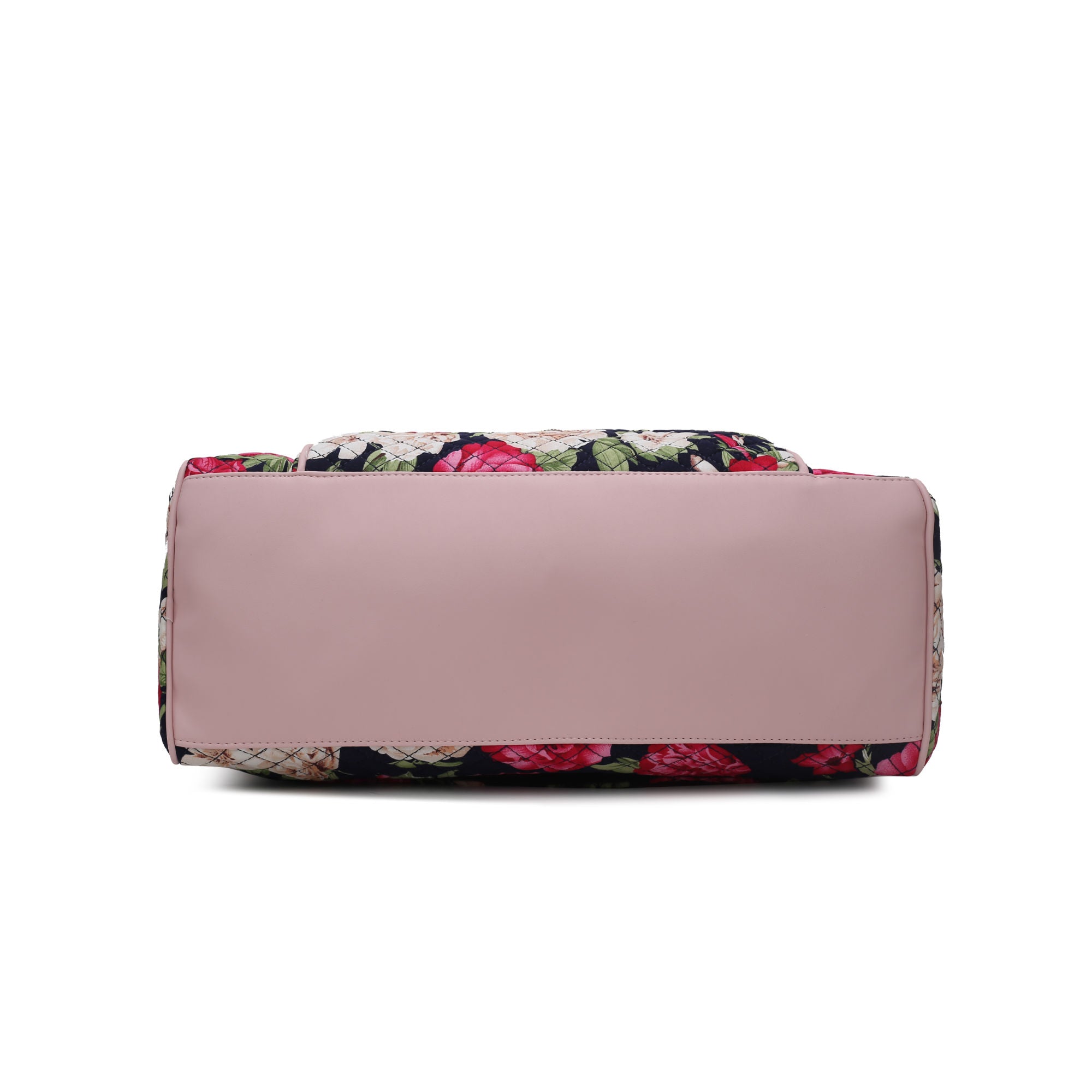 (navy blue)Jayla Quilted Botanical Pattern Duffel Bag by Mia k - BagNook