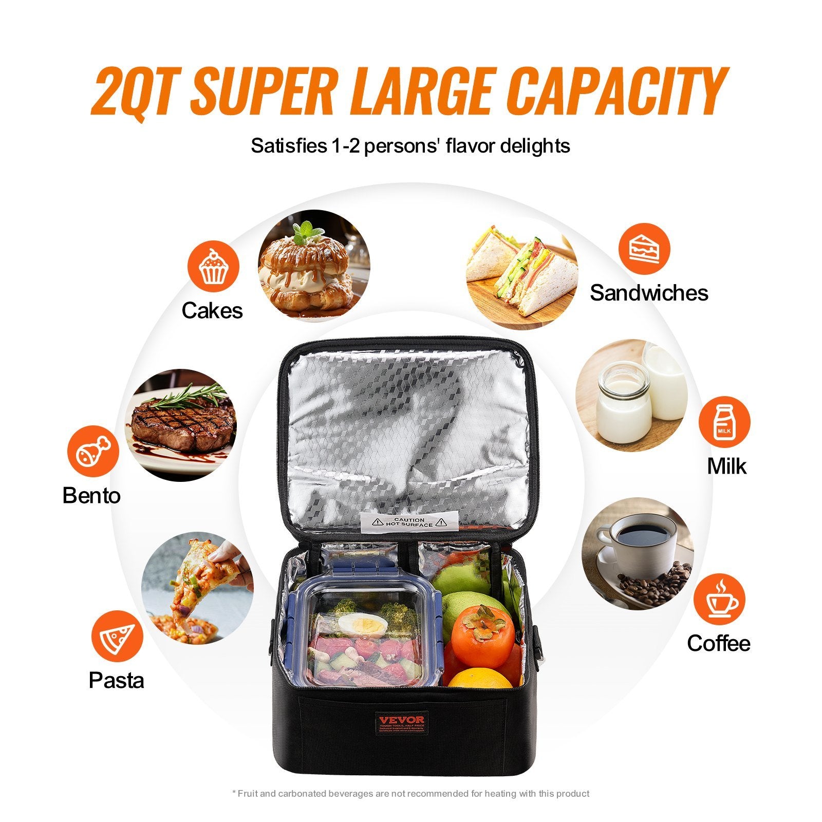 VEVOR Portable Oven, 12V Car Food Warmer, 2QT 55W Portable Mini Personal Microwave, Electric Heated Lunch Box for Camping, Travel, Compatible with Glass, Ceramic, Foil Containers (Black) - BagNook