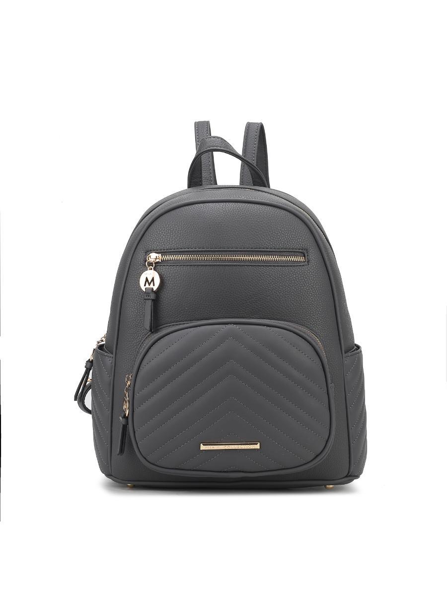 (charcoal)Romana Vegan Leather Backpack by Mia k - BagNook