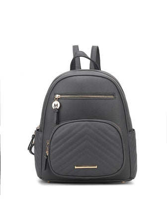 (charcoal)Romana Vegan Leather Backpack by Mia k - BagNook
