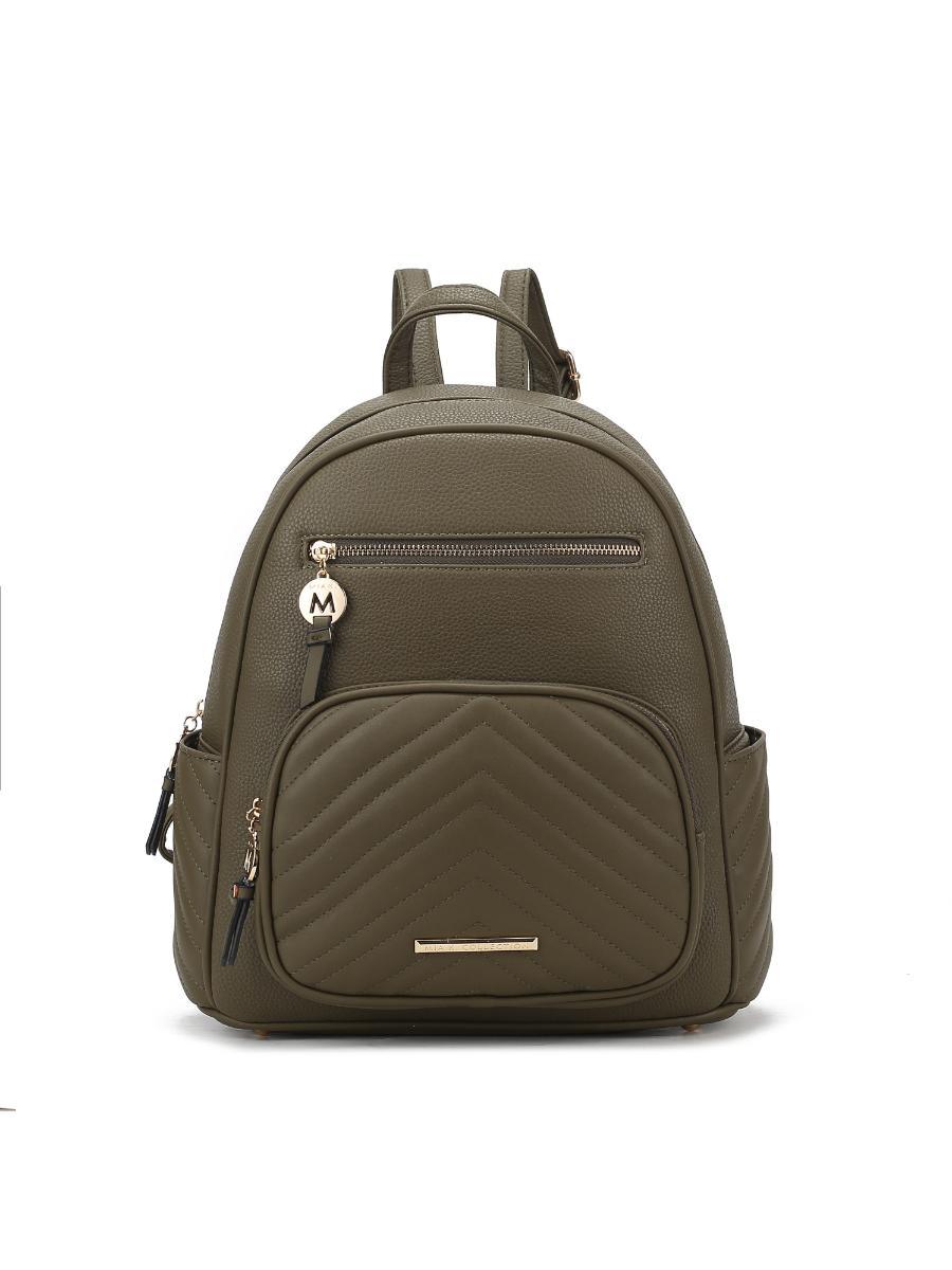 (olive green)Romana Vegan Leather Backpack by Mia k - BagNook