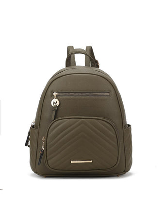 (olive green)Romana Vegan Leather Backpack by Mia k - BagNook