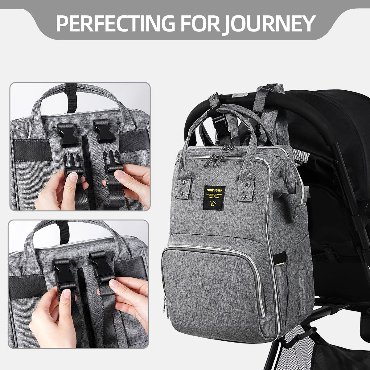 (gray)Sunveno Diaper Bag Backpack - BagNook