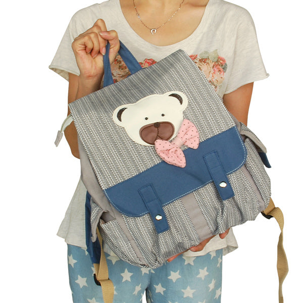 Young Bear Fabric Art School Daypack - BagNook