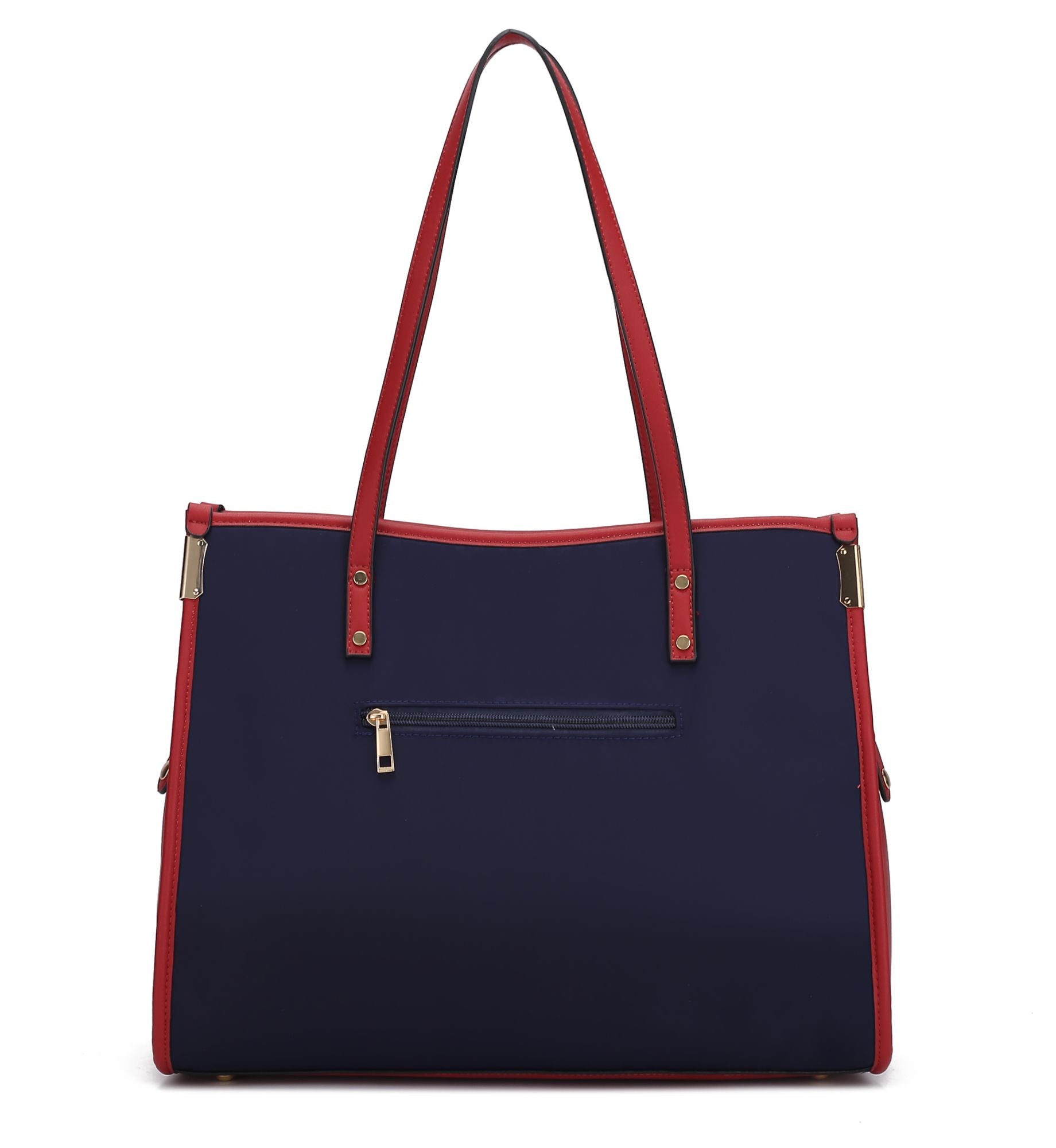 (navy-wine)Kindred Oversize Tote Vegan Leather by Mia k - BagNook