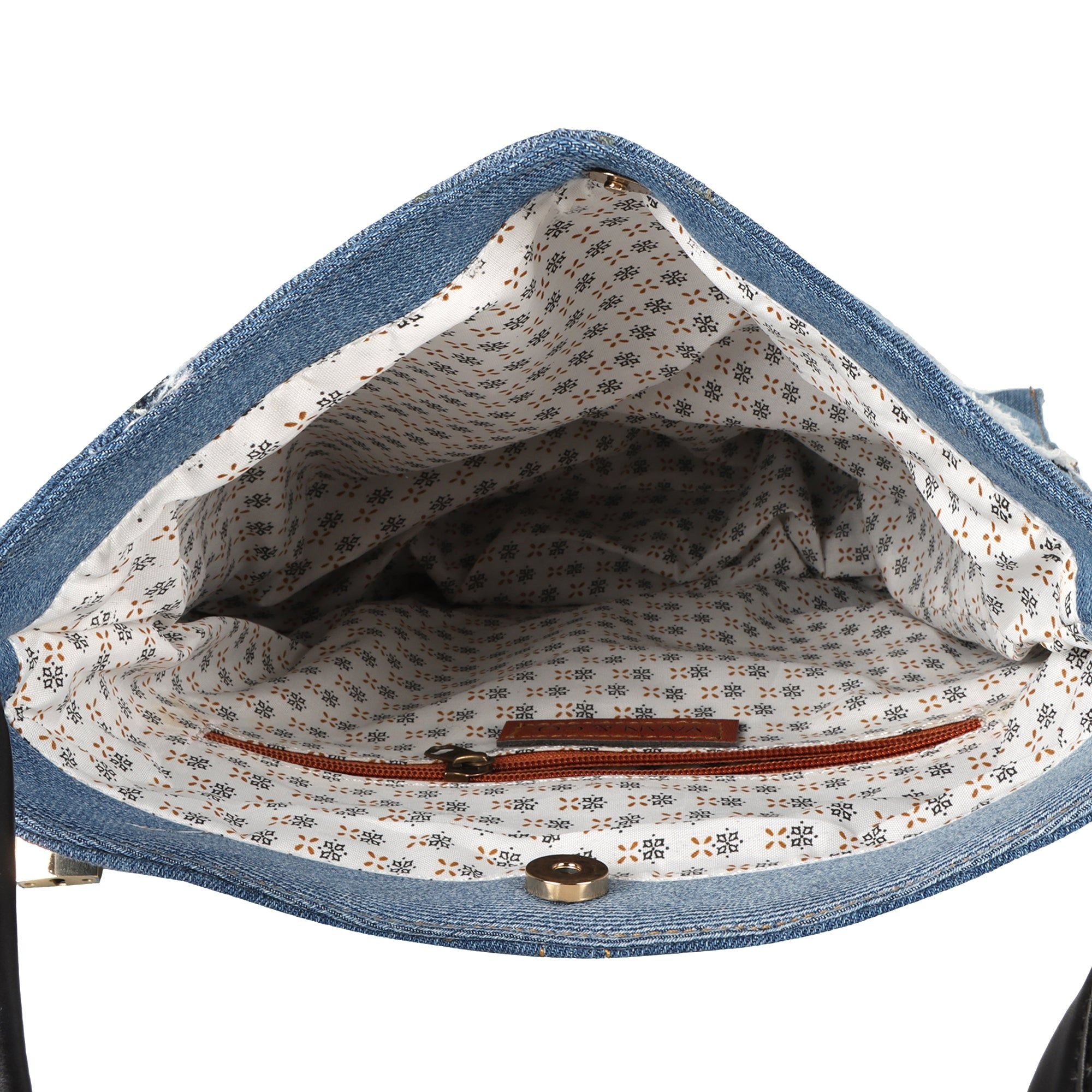 Lyla Patchwork Denim Hobo Bag - Upcycled - BagNook