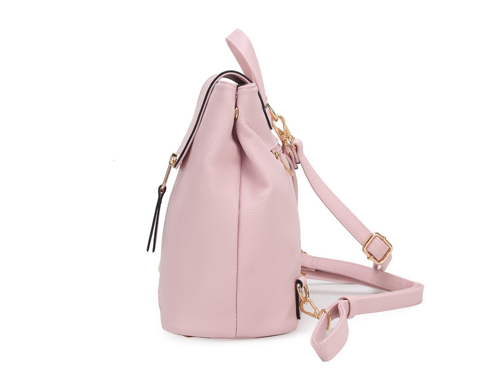 (pink)Ingrid Vegan Leather Convertible Daypack by Mia k - BagNook