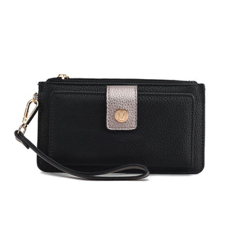 (black-pewter)Olympe Vegan Leather Wristlet Wallet by Mia K - BagNook
