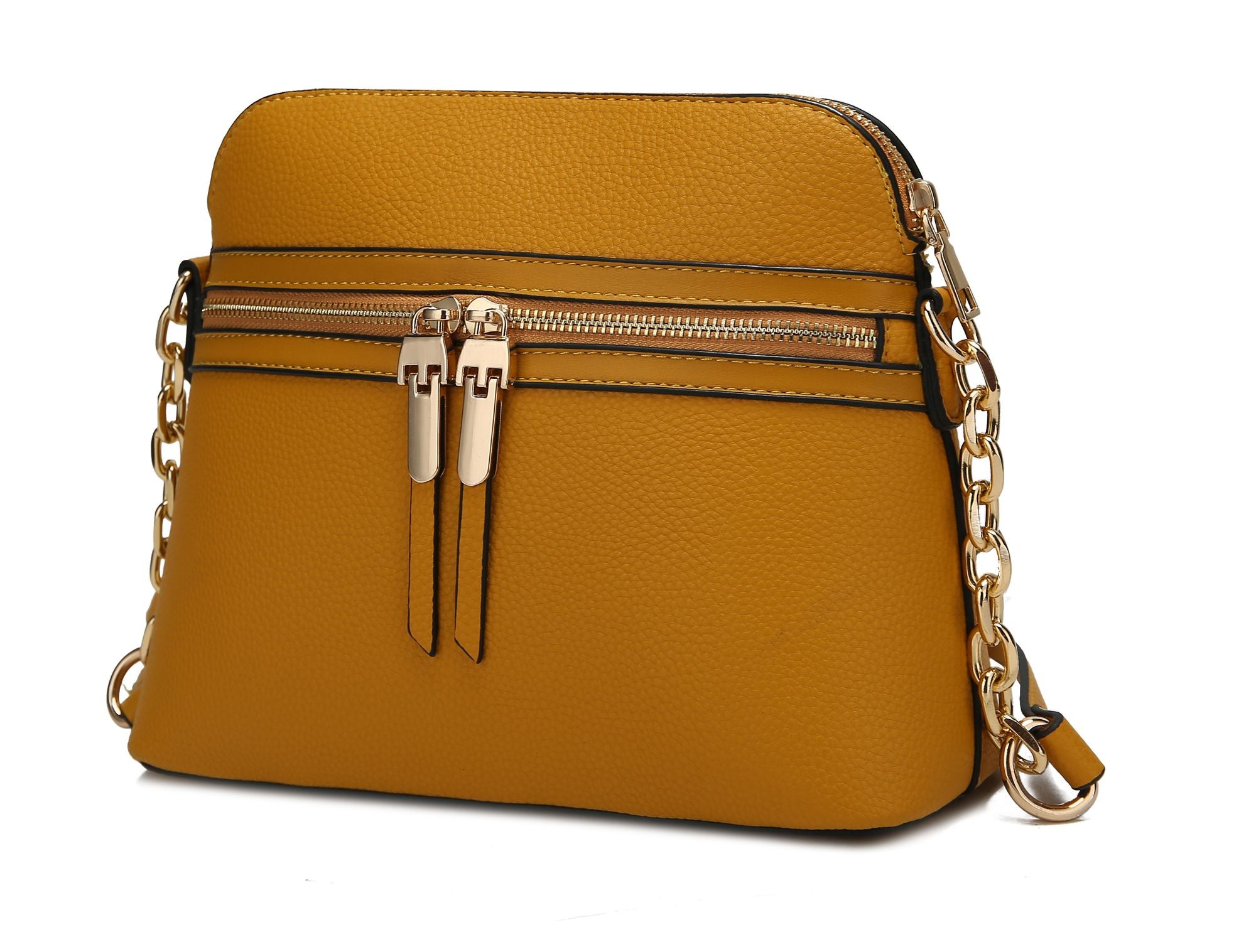 (mustard)Kelisse Solid Crossbody Vegan Leather by Mia K - BagNook