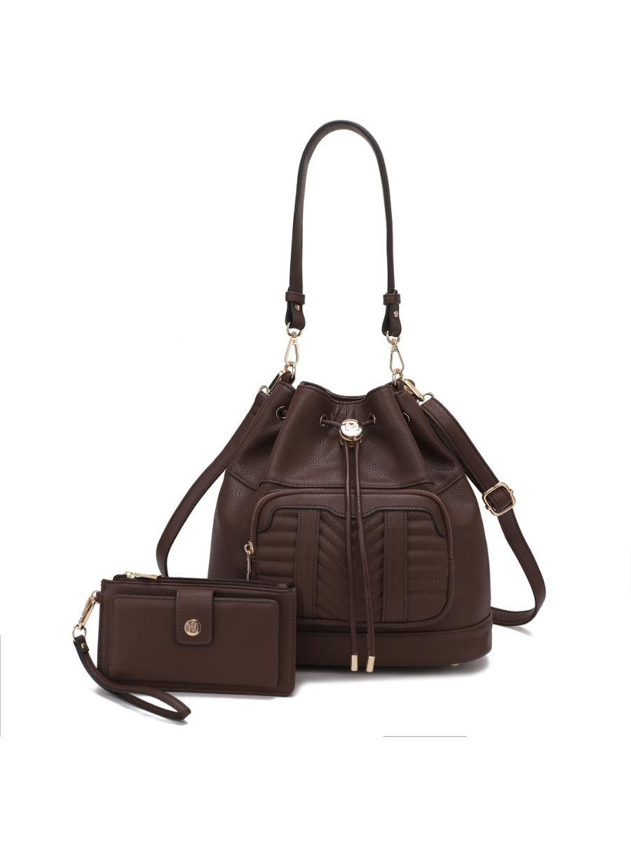(coffee)Ryder Shoulder Bag with Wallet by Mia k - BagNook
